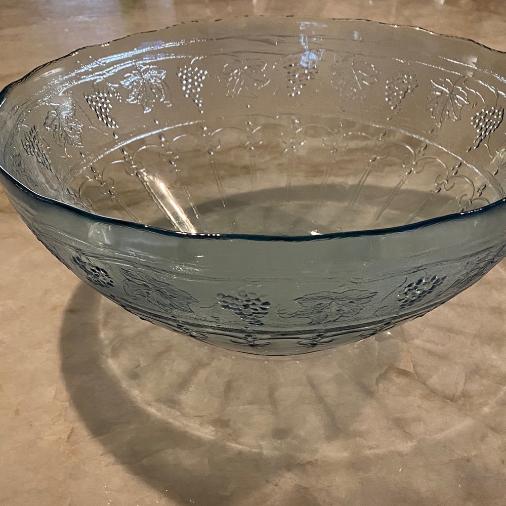 Elegant Blue Glass Serving Bowl